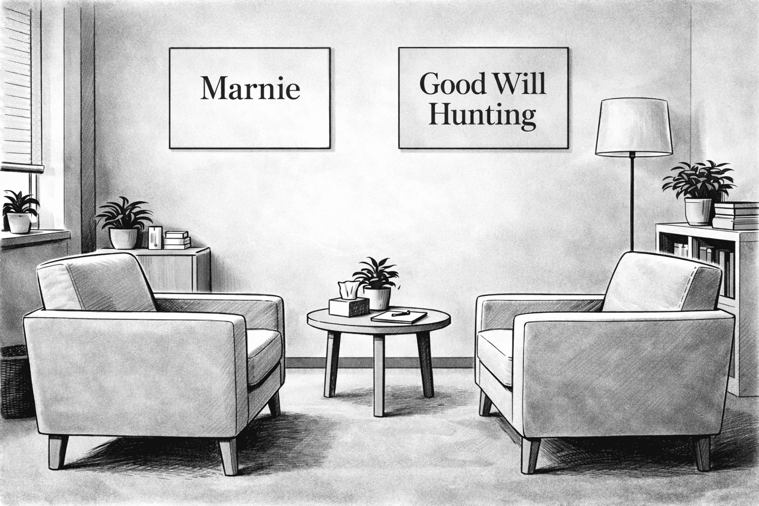 Stanza di terapia in bianco e nero OK